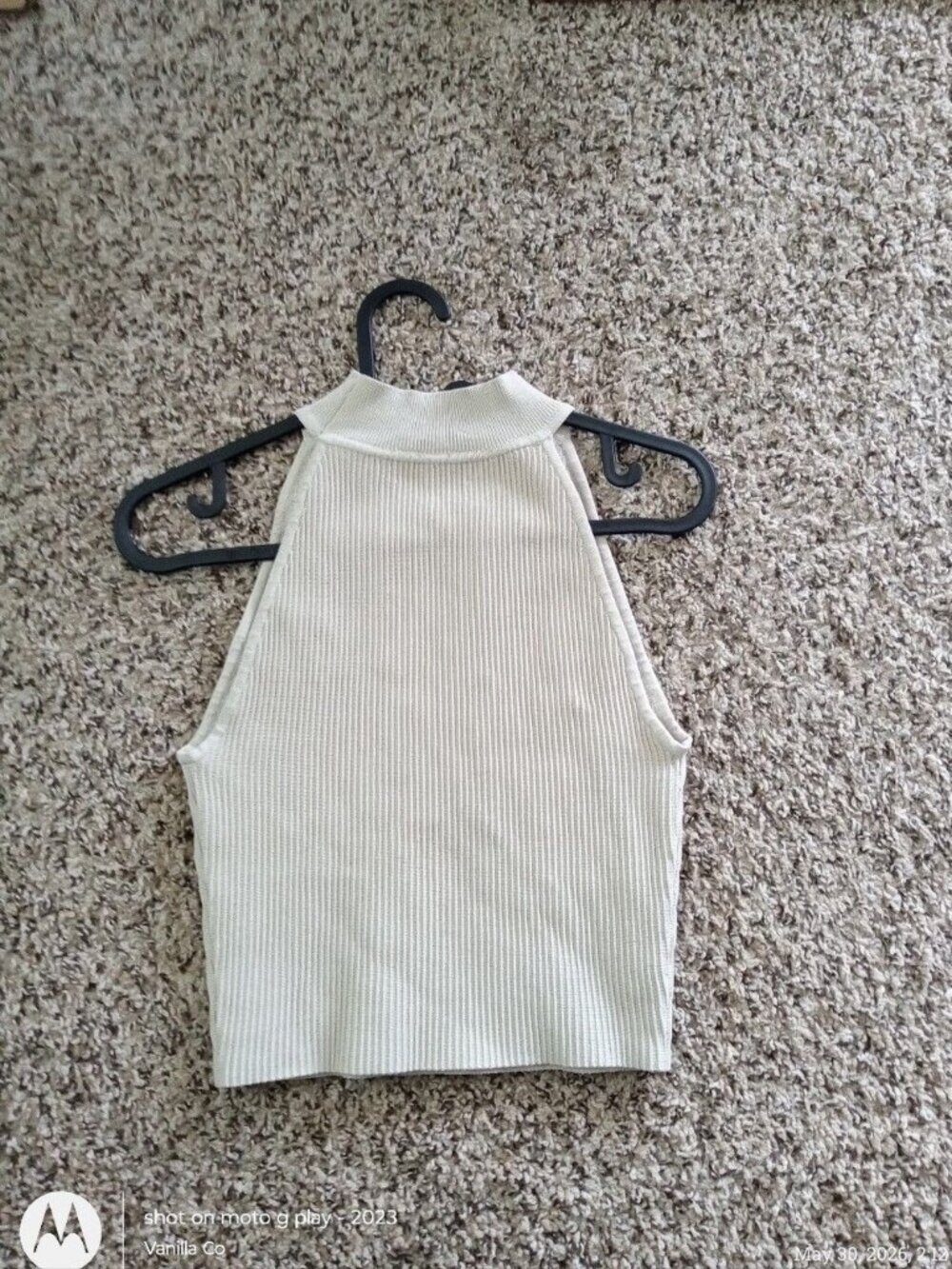 Aritzia Babaton Sculpt Knit Mockneck Halter Top Light Beige Size XS - Picture 6 of 8